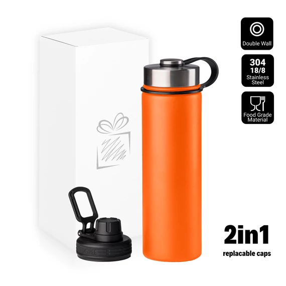 ÉSZAKI STÍLUSÚ TERMOSZ BÖGRE 650ml KÉT ZÁRÓELEMMEL NARANCS